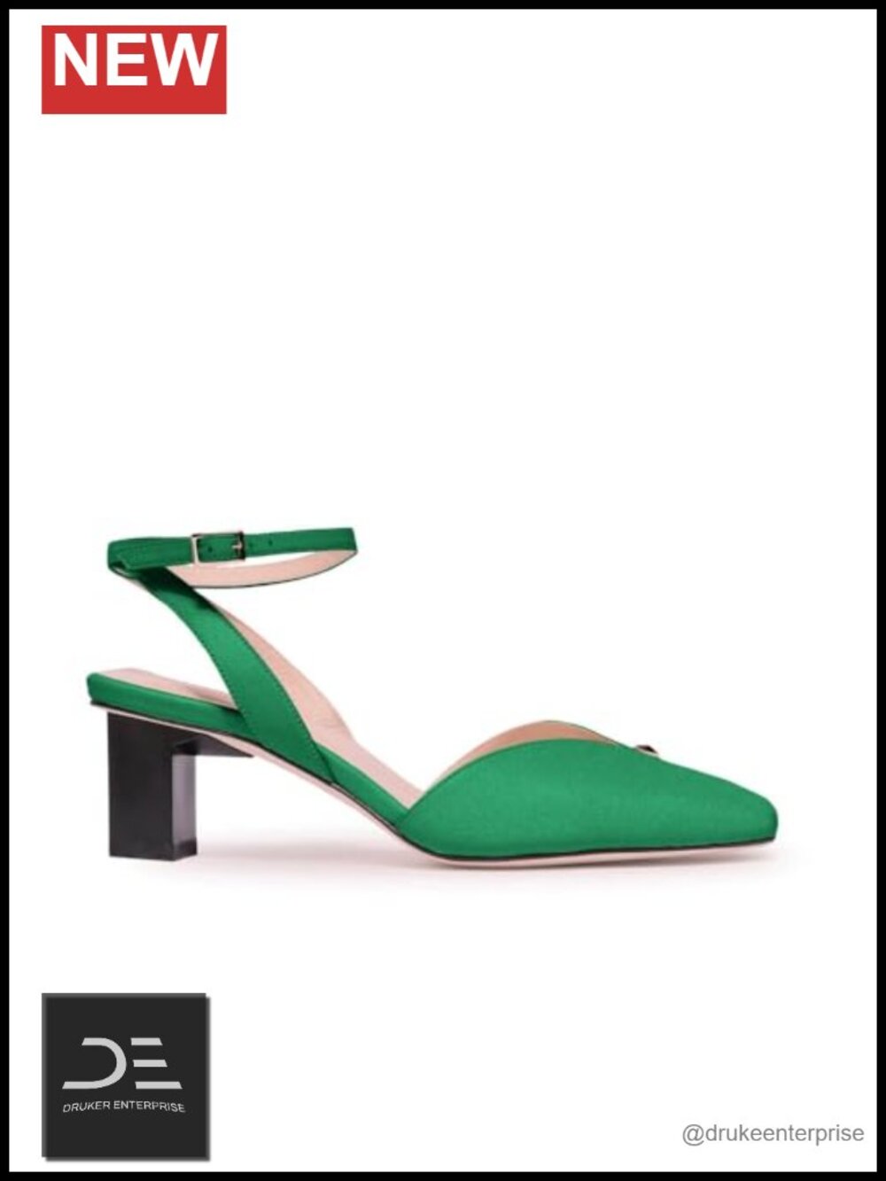 Women's Leather Block Heel Ankle Strap Pumps